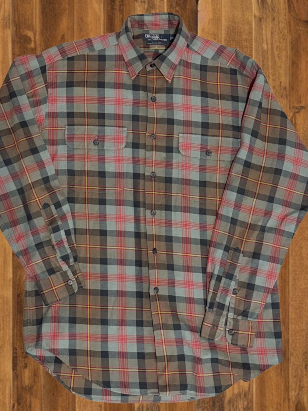 Y2K Polo Ralph Lauren Benford Wool Blend Plaid Button Up Shirt - Picture 2 of 7